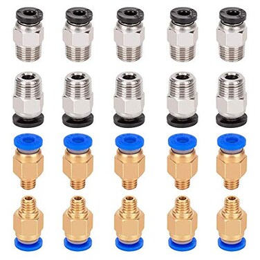 Aokin 10 Pcs PC4M6 Pneumatic Fitting and 10 Pcs PC4M10 Pneumatic Fitting for Creality Ender 33 Pro3 V2 Ender 55 Pro5 Plus CR1010S etc