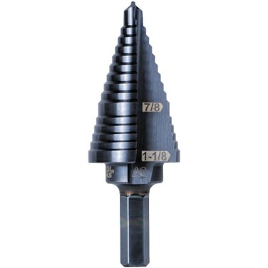 KLEIN TOOLS Klein Tools KTSB11 Step Drill Bit 11 DoubleFluted 78 to 118Inch with EasytoRead Markings and Targets 38Inch Hex Shank