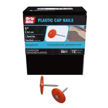 Grip-Rite GripRite Plastic Cap Nails Secure Roofing Underlayments and Housewraps ElectroGalvanized 1 280 Count1 Pack 1PRCAP1