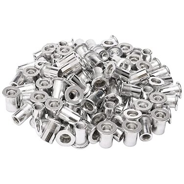 JIUWU 100Pcs M6 6 mm Flat Head Threaded Rivetnut Insert Aluminum Rivet Nut Blind Insert Nut