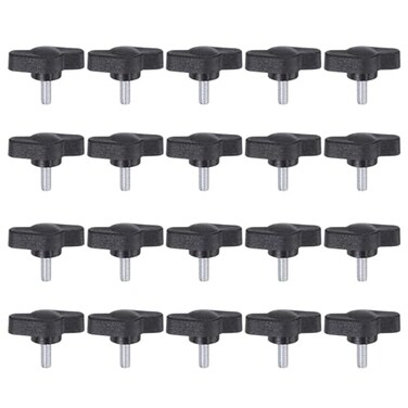 HARFINGTON 20pcs Tee Wing Thumb Screws M4 x 10mm Standard Male Thread Plastic T Knobs Handles Hand Clamping Knobs Grip Thumbscrew Black