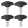 HARFINGTON 4pcs Tee Wing Knobs Thumb Screws M6 x 20mm Standard Male Thread Plastic T Knobs Handles Hand Clamping Knobs Grip Thumbscrew Black