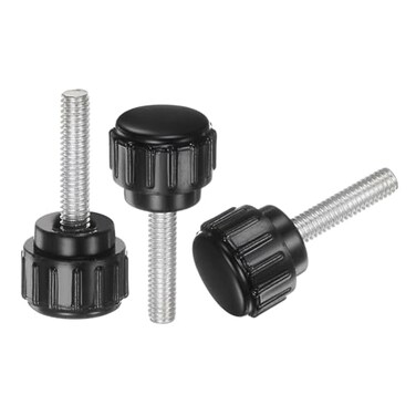 uxcell 20pcs M4 x 15mm Male Thread Knurled Knobs Thumb Screws Clamping Knobs Grip 14mm Plastic Round Head Hand Knobs Thumbscrews Black