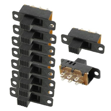 sourcing map uxcell 10 Pcs High Knob 6 Pin 3 Position DPDT Panel Slide Switch 05A 50V DC