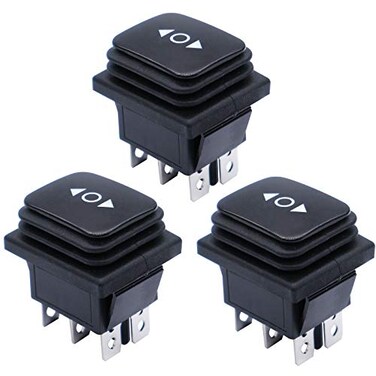 mxuteuk 3pcs Waterproof Momentary Rocker Switch ONOffON DC 12V 10A Toggle Power Button 3 Position 6 Pin DPDT Motor Polarity Reversing Control Switch KCD4223JTW