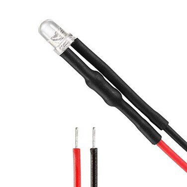 uxcell 10Pcs 3mm Pre Wired LED Red DC35V Clear Lens Light Emitting Diodes