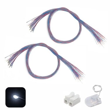 ZZHOB 25pcs PreWired Micro LED Presoldered 0402 SMD LEDs with Assembly Accessories for Beginner Model Building White 25pcs