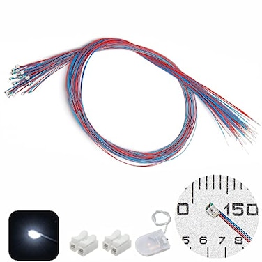 ZZHOB 25PCS PreWired 0805 SMD LED Micro LEDsLight Mode Continuous White Light Light Emitting Diode Connector Battery Holder White 25pcs