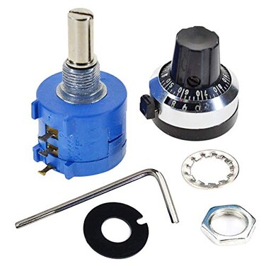 Onwon 20K Ohm Resistor 10 Turn Potentiometer 2W Wirewound MultiTurn Adjustable Precision Potentiometer with 10 Turn Counting Dial Rotary Knob 6mm Shaft 20K Ohm