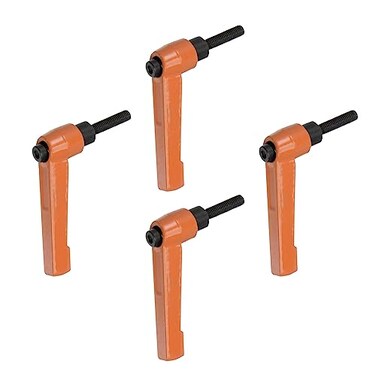 HARFINGTON 4pcs Adjustable Clamping Lever Handles M5 x 25mm Male Thread Bolt Knobs Rotating Screw Locking Quick Release Ratchet Push Button Handle Orange