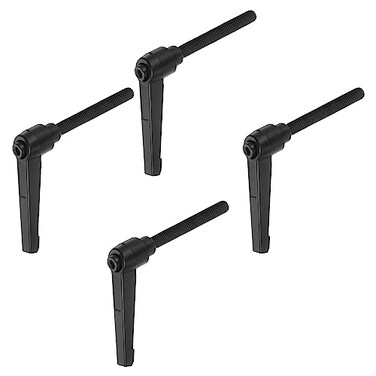 HARFINGTON 4pcs Adjustable Clamping Lever Handles M8 x 80mm Male Thread Bolt Knobs Rotating Screw Locking Quick Release Ratchet Push Button Handle Black
