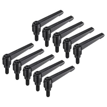 uxcell 10pcs Lever Adjustable Handles M8 x 16mm Metric Male Thread Level Clamping Handle Hand Stud Knobs Rotating Screw Handles Bolts with Locking Lever Black