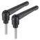 uxcell 2pcs Adjustable Clamping Lever Handle M5 x 25mm Metric 304 Stainless Steel Male Threaded Stud Hand Knobs Push Button Ratchet Rotating Screw Handles Bolts with Locking Lever Black