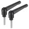 uxcell 2pcs Adjustable Clamping Lever Handle M5 x 25mm Metric 304 Stainless Steel Male Threaded Stud Hand Knobs Push Button Ratchet Rotating Screw Handles Bolts with Locking Lever Black