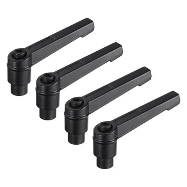 uxcell 4pcs Clamping Lever Adjustable Handles M4 Metric Female Thread Level Handle Hand Knobs Quick Release Black for Lathe Machinery