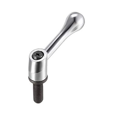 uxcell M10 x 25mm Handle Adjustable Clamping Lever Thread Push Button Ratchet Male Threaded Stud Knobs Locking Rotating Screw Handles Quick Release Bolt Silver Tone
