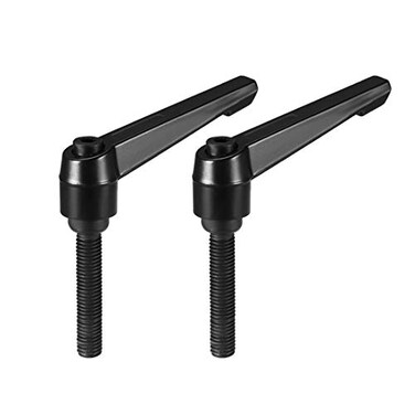 uxcell M10 x 40mm Handle Adjustable Clamping Lever Thread Push Button Ratchet Male Threaded Stud Knobs Locking Rotating Screw Handles Quick Release Bolt Black 2pcs