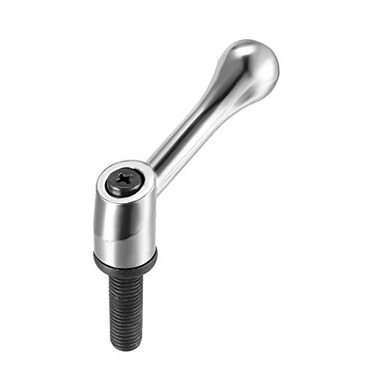 uxcell M12 x 40mm Handle Adjustable Clamping Lever Thread Push Button Ratchet Male Threaded Stud Knobs Locking Rotating Screw Handles Quick Release Bolt Silver Tone