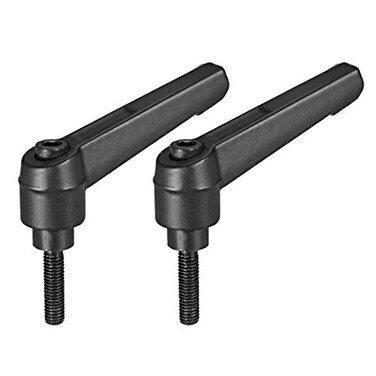 uxcell M5 x 16mm Handle Adjustable Clamping Lever Thread Push Button Ratchet Male Threaded Stud Knobs Locking Rotating Screw Handles Quick Release Bolt Black 2pcs