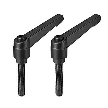 uxcell M8x40mm Handle Adjustable Clamping Lever Thread Push Button Ratchet Male Threaded Stud Knobs Locking Rotating Screw Handles Quick Release Bolt Black 2pcs