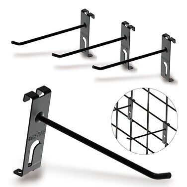 NACETURE Double Gridwall Hooks 24 Pcs Display Hooks for Grid Wall Panel Grid Wall Hooks 6 inch with Extra Hook On The Bottom Durable Peg Hook Wall Grid Panel Hooks for Hanging Retail Gridwall Accessor