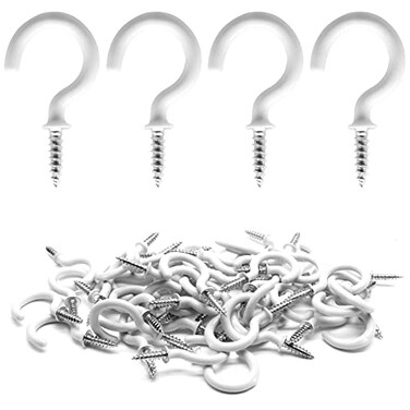 Biaungdo 60 Pcs 1 Ceiling Cup Hooks SelfTapping Screws White