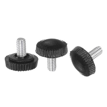 uxcell 20pcs M4 x 6mm Metric Male Thread Knurled Knobs Thumb Screw Clamping Knobs Grip Plastic Handle Hand Knobs with Threaded Stud Black