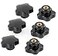 YXQ 6Pcs M5 x 25 Female Thread Head 5 Star Knob Nuts Clamping Grip Plastic Black Cap