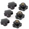 YXQ 6Pcs M5 x 25 Female Thread Head 5 Star Knob Nuts Clamping Grip Plastic Black Cap