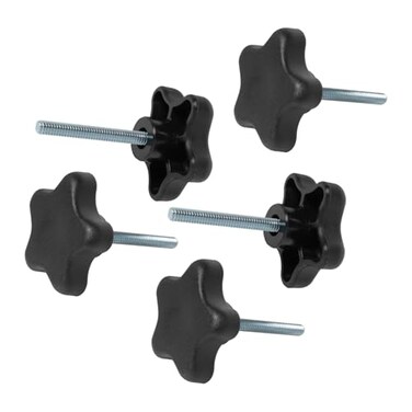 POWERTEC 5 Pack 1420 5 Star Knobs with 2 Threaded Stud Thumb Screw Knobs with bolts for Lawn Mower Umbrella Base Woodworking Tools Jigs Clamps QNB3010