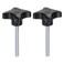 HARFINGTON 2pcs Star Knobs M8 x 70mm Male Thread Plastic 4Star Stud Knob Hand Tightening Clamping Screw Replacement Threaded Handle Black