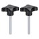 HARFINGTON 2pcs Star Knobs M8 x 70mm Male Thread Plastic 4Star Stud Knob Hand Tightening Clamping Screw Replacement Threaded Handle Black