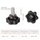 HARFINGTON 4pcs Star Knobs M12 x 25mm 304 Stainless Steel Threaded Stud 46mm Plastic 6Star Head Hand Tightening Thumb Screw Clamping Jig Knob Handle Black