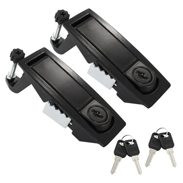 Bonsicoky 2 Pcs Compression Latch Lock Zinc Alloy Trigger Latch Lock Adjustable Lever Hand Operated Compression Latch with Raised Trigger with KeysBlack