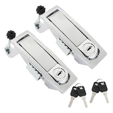 Bonsicoky 2 Pcs Compression Latch Lock Zinc Alloy Trigger Latch Lock Adjustable Lever Hand Operated Compression Latch with Raised Trigger with KeysSilver
