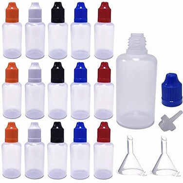 JOYWENG JOYWEE 30 Pack 30ml Empty Plastic LDPE Dropper Bottle Funnel Eliquid Applicator Squeeze Dropping Bottle Thin Tip with Childproof Cap
