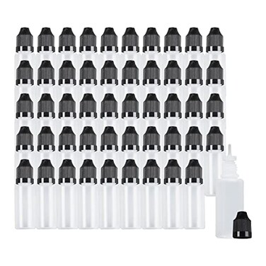 Eau 15ml LDPE Plastic Thin Tip Dropper Bottles Small Empty Squeeze Dropper Bottles 50PCS Black Caps BPA Free