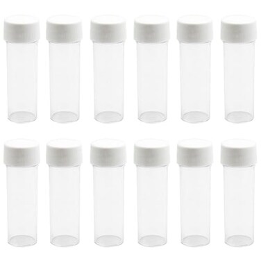 erioctry 25ml Plastic Containers Tubes Vials Sample Container with Screw Cap Storage Containers Pack of 12