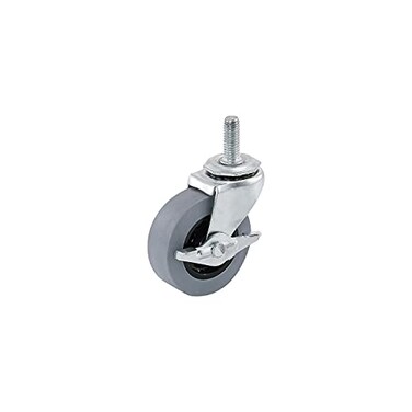 Shepherd Hardware 3264 2Inch Threaded Stem TPR Caster with Brake 80lb Load Capacity Gray
