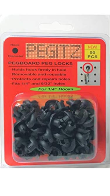 Pegitz Pegboard Peg Locks 50PCS 14 inch Black