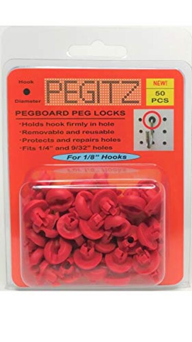 Pegitz Pegboard Peg Locks 50PCS 18 inch Red