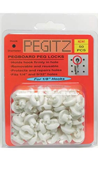 Pegitz Pegboard Peg Locks 50PCS 18 inch White
