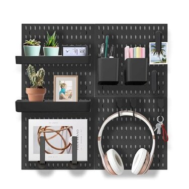 EVDBOBO Wall Organizer Peg Board Elevate And Declutter Your Gaming And Office Create A Perfectly Structured SpaceBlack