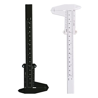 Teensery 4 Pcs Double Scale Plastic Vernier Caliper Ruler 6Inch 150mm Mini Measuring Tool White Black