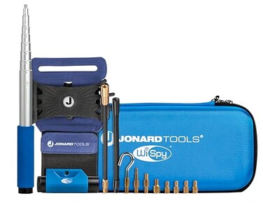 Jonard Tools Wispy CF200 Multipurpose Wireless Inspection Camera WiFi Borescope Cable Pulling Tool with Telescoping Pole Wrist Band Rod Adapters
