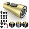 PerPaiMe Kitchen Faucet Sprayer Head Replacement with 15 Adapters Pull Down Faucet Spray Head Pull Out Faucet Sprayer Nozzle 3 Function Kitchen Tap Spray Spout Part Connector Brushed Gold