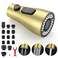 PerPaiMe Kitchen Faucet Sprayer Head Replacement with 15 Adapters Pull Down Faucet Spray Head Pull Out Faucet Sprayer Nozzle 3 Function Kitchen Tap Spray Spout Part Connector Brushed Gold