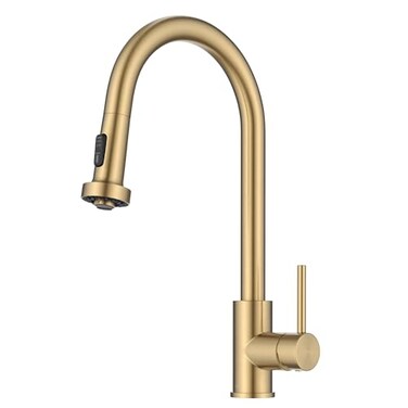 Kraus KRAUS Bolden 2Function Single Handle Pull Down Kitchen Faucet in SpotFree Brushed Brass KPF1616BB