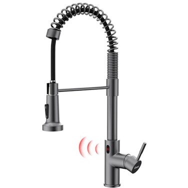 GIMILI Black Stainless Touchless Kitchen Faucet Motion Sensor Kitchen Faucets with Pull Down Sprayer Single Handle Kitchen Sink Faucet