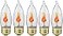 Creative Hobbies 10J Flicker Flame Light Bulb Flame Shaped E26 Standard Base Flickering Orange Glow Box of 5 Bulbs